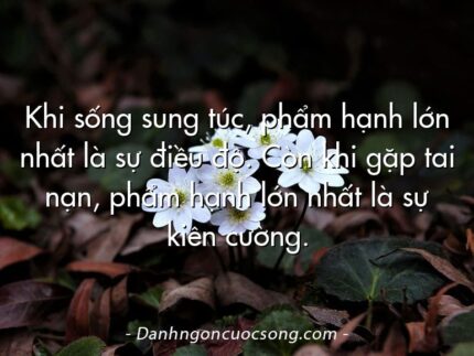 Khi sống sung túc, phẩm hạnh lớn nhất là sự điều độ. Còn khi gặp tai nạn, phẩm hạnh lớn nhất là sự kiên cường.