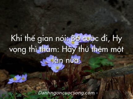 Khi thế gian nói: Bỏ cuộc đi, Hy vọng thì thầm: Hãy thử thêm một lần nữa.