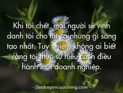 Khi tôi chết, mọi người sẽ vinh danh tôi cho tất cả những gì sáng tạo nhất. Tuy nhiên, không ai biết rằng tôi thực sự hiểu cách điều hành một doanh nghiệp.