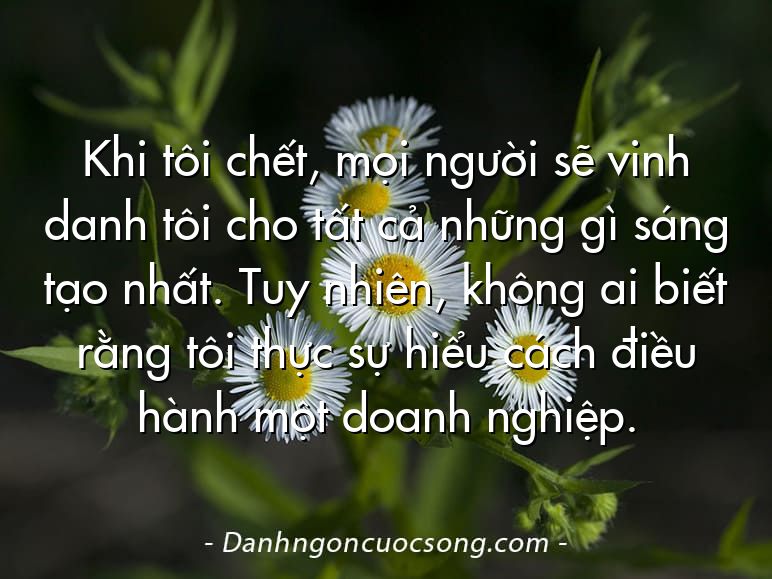 Khi tôi chết, mọi người sẽ vinh danh tôi cho tất cả những gì sáng tạo nhất. Tuy nhiên, không ai biết rằng tôi thực sự hiểu cách điều hành một doanh nghiệp.