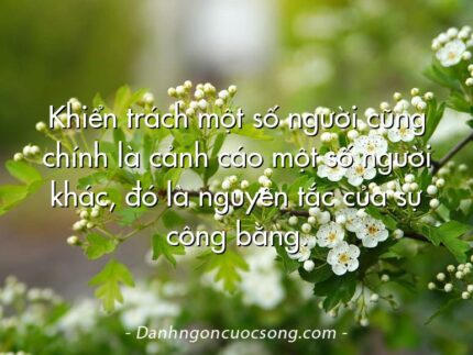 Khiển trách một số người cũng chính là cảnh cáo một số người khác, đó là nguyên tắc của sự công bằng.