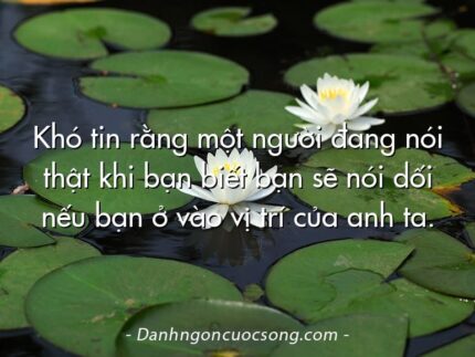 Khó tin rằng một người đang nói thật khi bạn biết bạn sẽ nói dối nếu bạn ở vào vị trí của anh ta.