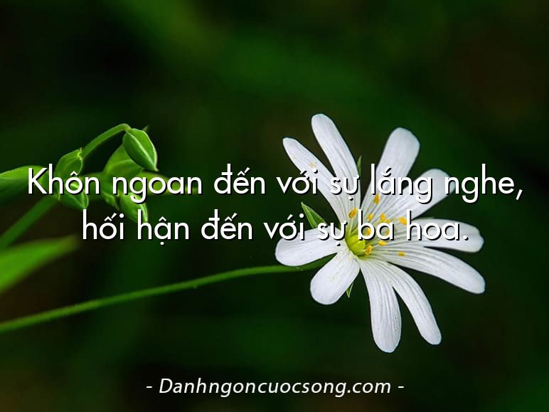 Khôn ngoan đến với sự lắng nghe, hối hận đến với sự ba hoa.