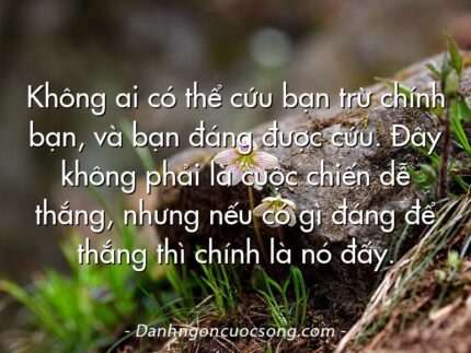 Không ai có thể cứu bạn trừ chính bạn, và bạn đáng được cứu. Đây không phải là cuộc chiến dễ thắng, nhưng nếu có gì đáng để thắng thì chính là nó đấy.