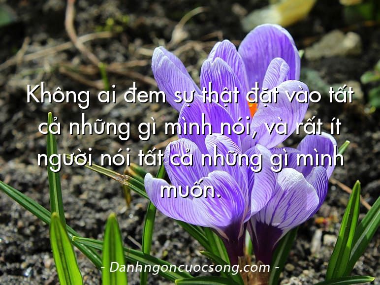 Không ai đem sự thật đặt vào tất cả những gì mình nói, và rất ít người nói tất cả những gì mình muốn.
