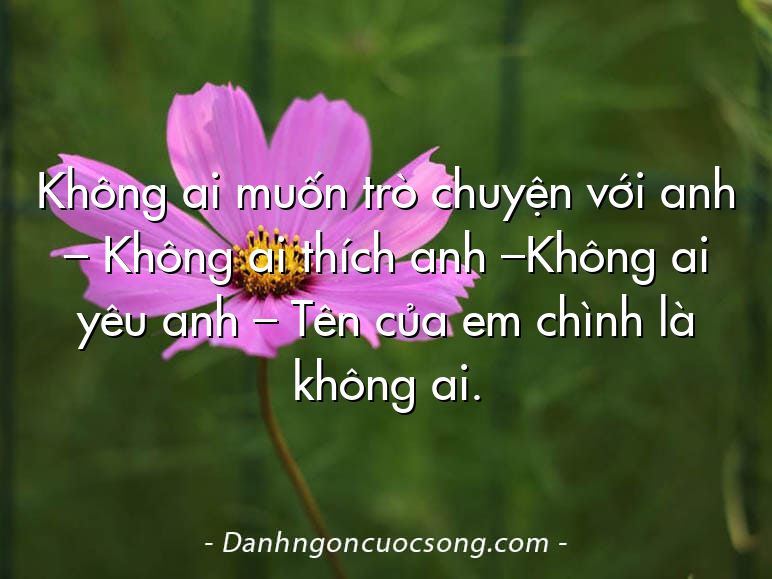 Không ai muốn trò chuyện với anh – Không ai thích anh –Không ai yêu anh – Tên của em chình là không ai.