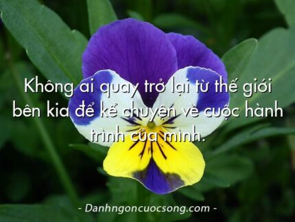 Không ai quay trở lại từ thế giới bên kia để kể chuyện về cuộc hành trình của mình.