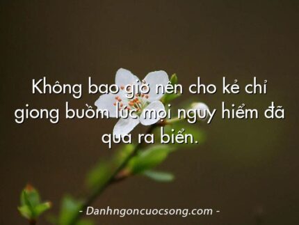 Không bao giờ nên cho kẻ chỉ giong buồm lúc mọi nguy hiểm đã qua ra biển.