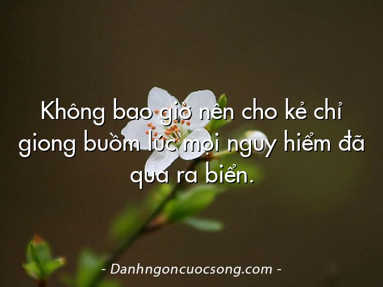 Không bao giờ nên cho kẻ chỉ giong buồm lúc mọi nguy hiểm đã qua ra biển.
