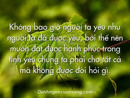 Không bao giờ người ta yêu như người ta đã được yêu, bởi thế nên muốn đạt được hạnh phúc trong tình yêu chúng ta phải cho tất cả mà không được đòi hỏi gì.