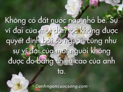 Không có đất nước nào nhỏ bé. Sự vĩ đại của một dân tộc không được quyết định bởi số người, cũng như sự vĩ đại của một người không được đo bằng chiều cao của anh ta.