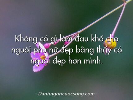 Không có gì làm đau khổ cho người phụ nữ đẹp bằng thấy có người đẹp hơn mình.