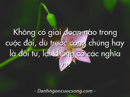 Không có giai đoạn nào trong cuộc đời, dù trước công chúng hay là đời tư, lại không có các nghĩa vụ.