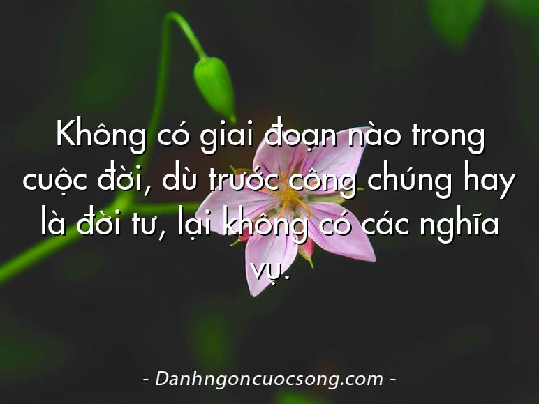 Không có giai đoạn nào trong cuộc đời, dù trước công chúng hay là đời tư, lại không có các nghĩa vụ.