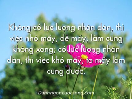 Không có lực lượng nhân dân, thì việc nhỏ mấy, dễ mấy, làm cũng không xong; có lực lượng nhân dân, thì việc khó mấy, to mấy làm cũng được.