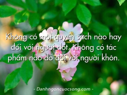 Không có một quyển sách nào hay đối với người dốt. Không có tác phẩm nào dở đối với người khôn.