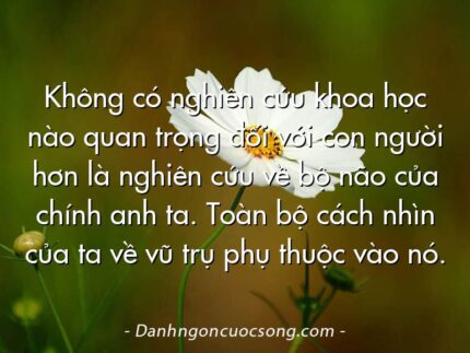 Không có nghiên cứu khoa học nào quan trọng đối với con người hơn là nghiên cứu về bộ não của chính anh ta. Toàn bộ cách nhìn của ta về vũ trụ phụ thuộc vào nó.  