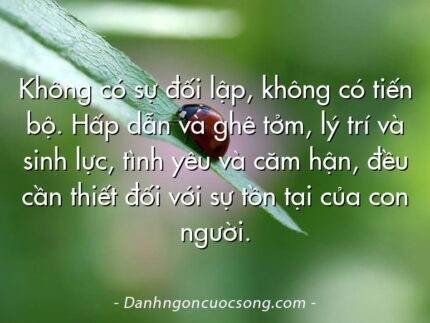 Không có sự đối lập, không có tiến bộ. Hấp dẫn và ghê tởm, lý trí và sinh lực, tình yêu và căm hận, đều cần thiết đối với sự tồn tại của con người.