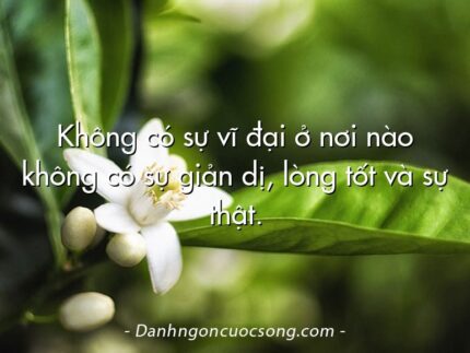 Không có sự vĩ đại ở nơi nào không có sự giản dị, lòng tốt và sự thật.