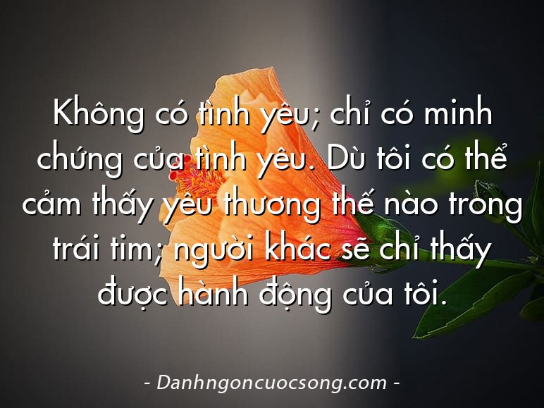 Không có tình yêu; chỉ có minh chứng của tình yêu. Dù tôi có thể cảm thấy yêu thương thế nào trong trái tim; người khác sẽ chỉ thấy được hành động của tôi.