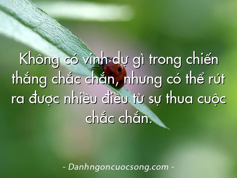 Không có vinh dự gì trong chiến thắng chắc chắn, nhưng có thể rút ra được nhiều điều từ sự thua cuộc chắc chắn.