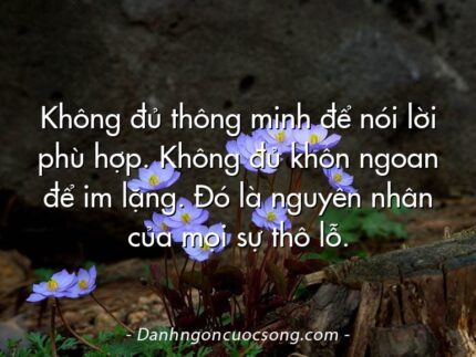 Không đủ thông minh để nói lời phù hợp. Không đủ khôn ngoan để im lặng. Đó là nguyên nhân của mọi sự thô lỗ.