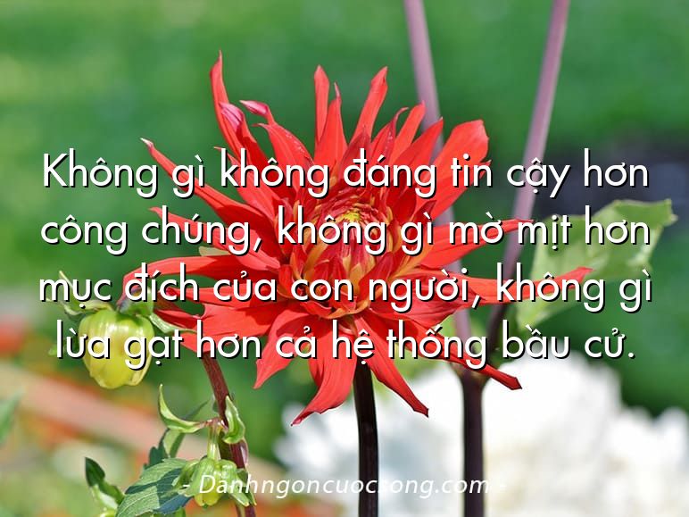 Không gì không đáng tin cậy hơn công chúng, không gì mờ mịt hơn mục đích của con người, không gì lừa gạt hơn cả hệ thống bầu cử.