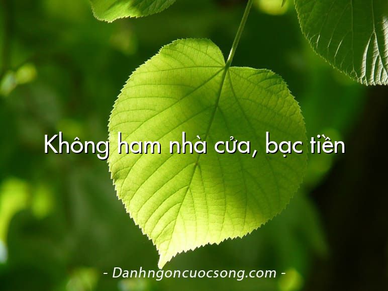 Không ham nhà cửa, bạc tiền