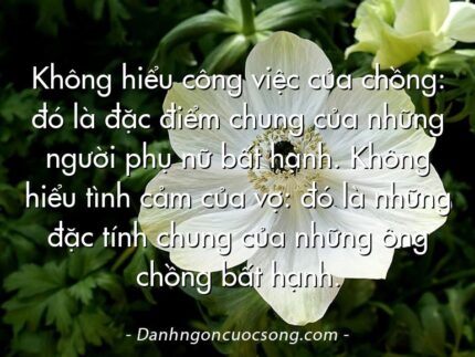 Không hiểu công việc của chồng: đó là đặc điểm chung của những người phụ nữ bất hạnh. Không hiểu tình cảm của vợ: đó là những đặc tính chung của những ông chồng bất hạnh.