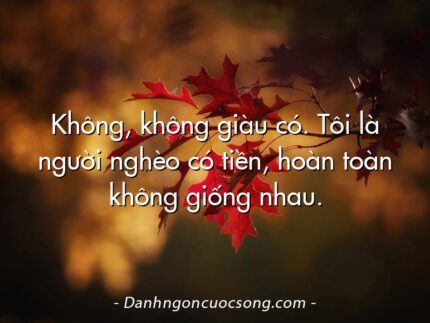 Không, không giàu có. Tôi là người nghèo có tiền, hoàn toàn không giống nhau.