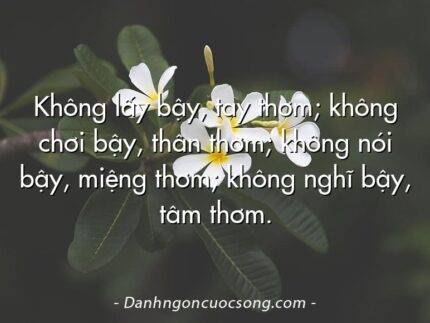 Không lấy bậy, tay thơm; không chơi bậy, thân thơm; không nói bậy, miệng thơm; không nghĩ bậy, tâm thơm.