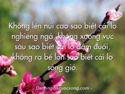 Không lên núi cao sao biết cái lo nghiêng ngả, không xuống vực sâu sao biết cái lo đắm đuối, không ra bể lớn sao biết cái lo sóng gió.