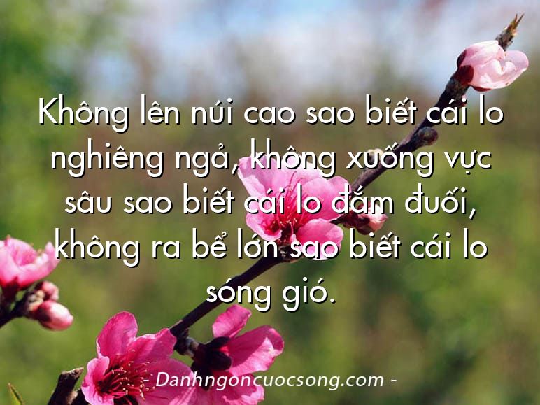 Không lên núi cao sao biết cái lo nghiêng ngả, không xuống vực sâu sao biết cái lo đắm đuối, không ra bể lớn sao biết cái lo sóng gió.