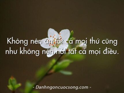 Không nên ăn tất cả mọi thứ cũng như không nên nói tất cả mọi điều.
