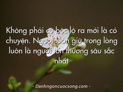Không phải cứ bộc lộ ra mới là có chuyện. Người luôn giữ trong lòng luôn là người tổn thương sâu sắc nhất