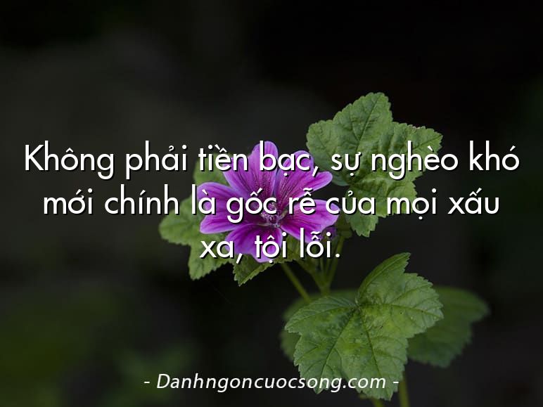 Không phải tiền bạc, sự nghèo khó mới chính là gốc rễ của mọi xấu xa, tội lỗi.