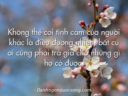 Không thể coi tình cảm của người khác là điều đương nhiên, bất cứ ai cũng phải trả giá cho những gì họ có được.