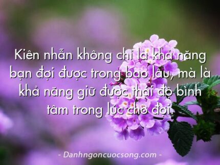 Kiên nhẫn không chỉ là khả năng bạn đợi được trong bao lâu, mà là khả năng giữ được thái độ bình tâm trong lúc chờ đợi.