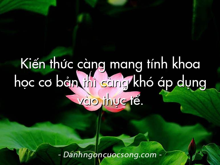 Kiến thức càng mang tính khoa học cơ bản thì càng khó áp dụng vào thực tế.