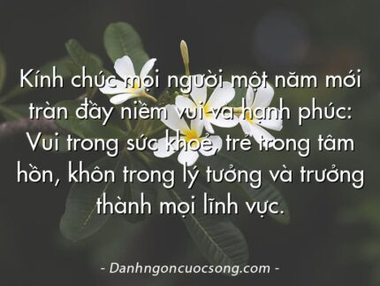 Kính chúc mọi người một năm mới tràn đầy niềm vui và hạnh phúc: Vui trong sức khoẻ, trẻ trong tâm hồn, khôn trong lý tưởng và trưởng thành mọi lĩnh vực.