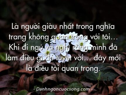 Là người giàu nhất trong nghĩa trang không quan trọng với tôi… Khi đi ngủ và nghĩ rằng mình đã làm điều gì đó tuyệt vời… đây mới là điều tôi quan trọng.