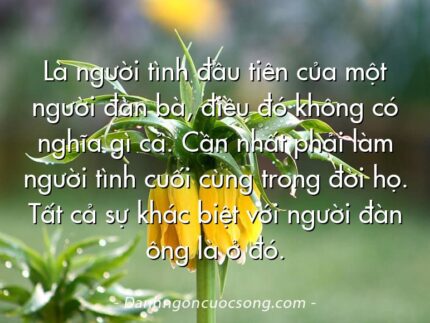 Là người tình đầu tiên của một người đàn bà, điều đó không có nghĩa gì cả. Cần nhất phải làm người tình cuối cùng trong đời họ. Tất cả sự khác biệt với người đàn ông là ở đó.