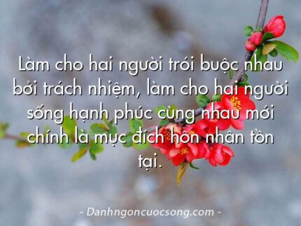 Làm cho hai người trói buộc nhau bởi trách nhiệm, làm cho hai người sống hạnh phúc cùng nhau mới chính là mục đích hôn nhân tồn tại.