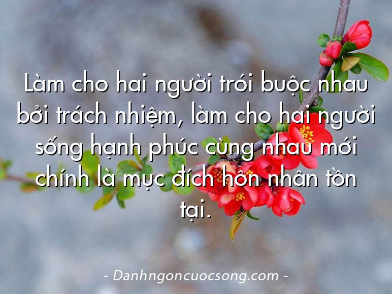 Làm cho hai người trói buộc nhau bởi trách nhiệm, làm cho hai người sống hạnh phúc cùng nhau mới chính là mục đích hôn nhân tồn tại.