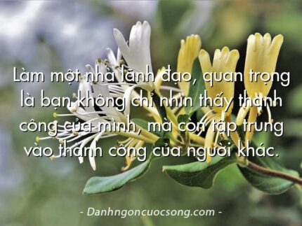 Làm một nhà lãnh đạo, quan trọng là bạn không chỉ nhìn thấy thành công của mình, mà còn tập trung vào thành công của người khác.