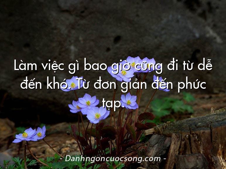 Làm việc gì bao giờ cũng đi từ dễ đến khó. Từ đơn giản đến phức tạp.