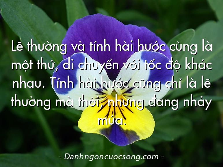 Lẽ thường và tính hài hước cùng là một thứ, di chuyển với tốc độ khác nhau. Tính hài hước cũng chỉ là lẽ thường mà thôi, nhưng đang nhảy múa.