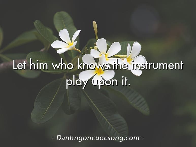 Let him who knows the instrument play upon it.