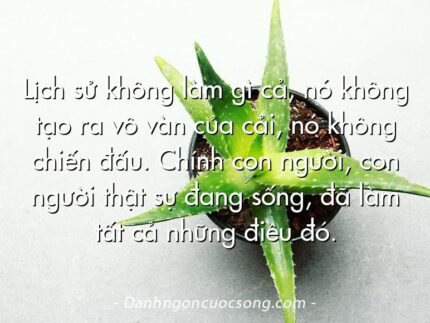 Lịch sử không làm gì cả, nó không tạo ra vô vàn của cải, nó không chiến đấu. Chính con người, con người thật sự đang sống, đã làm tất cả những điều đó.