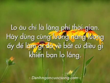 Lo âu chỉ là lãng phí thời gian. Hãy dùng cùng lượng năng lượng ấy để làm gì đó về bất cứ điều gì khiến bạn lo lắng.